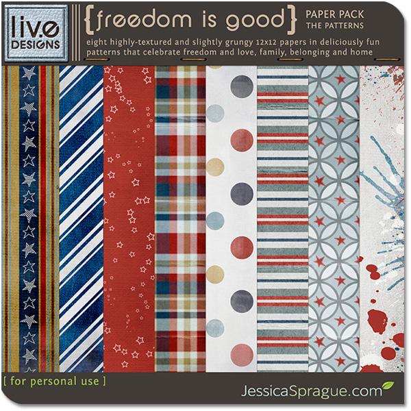 liv e designs freedom is good digital scrapbooking paper pack
